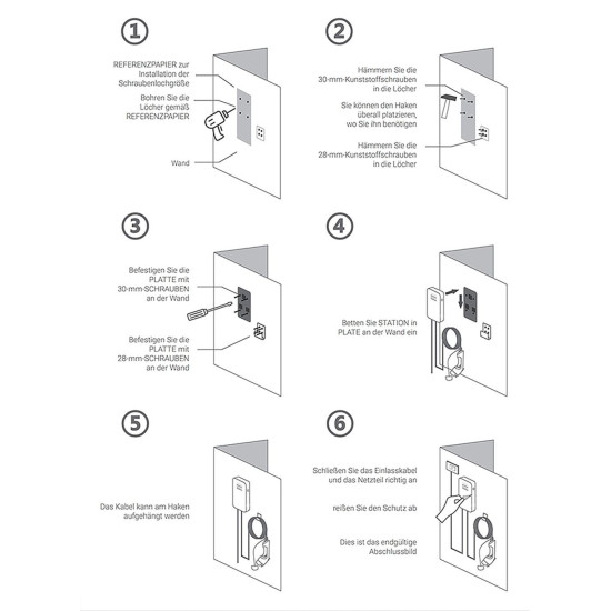 Тип 2 Зарядное устройство для электромобилей, 32 A, 3-фазное, 22 кВт, IEC 62196 тип 2, с защитой типа A + 6